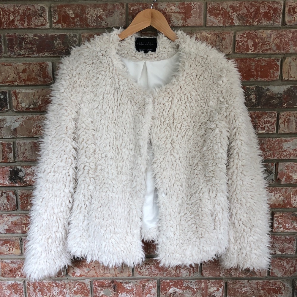 Sanctuary Cream Faux Fur Teddy Jacket